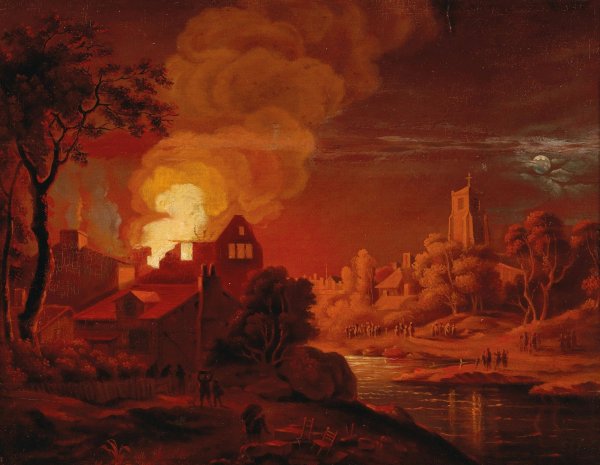 Main Product Photo of A nocturnal fire Painting by Egbert Van Der Poel