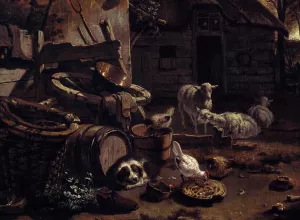 Barnyard Scene Detail by Egbert Van Der Poel Oil Painting