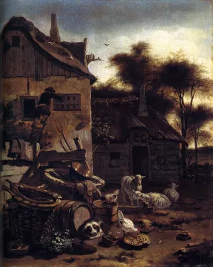 Barnyard Scene by Egbert Van Der Poel Oil Painting