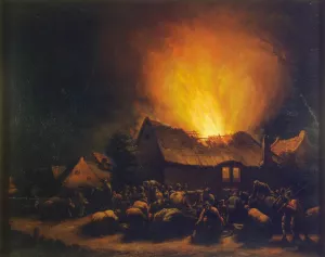 Fire in a Village by Egbert Van Der Poel Oil Painting