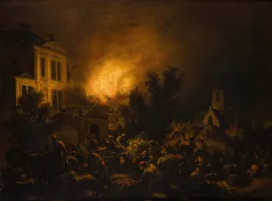 Fire in the City by Egbert Van Der Poel Oil Painting