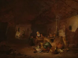 Interior of a barn by Egbert Van Der Poel Oil Painting