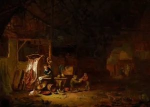 Interior of a Barn by Egbert Van Der Poel Oil Painting