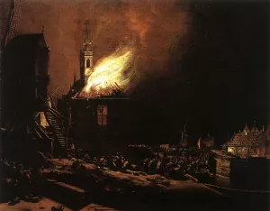 The Explosion of the Delft Magazine by Egbert Van Der Poel Oil Painting