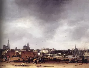 View of Delft after the Explosion of 1654 painting by Egbert Van Der Poel