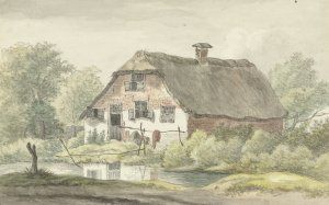 Boerderij met rieten dak by Egbert Van Drielst Oil Painting