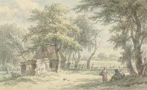 Figuren bij hutje in het Naarder Houd by Egbert Van Drielst Oil Painting