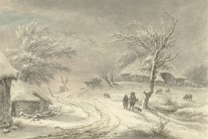 Wintergezicht te Exloo, Drenthe by Egbert Van Drielst Oil Painting