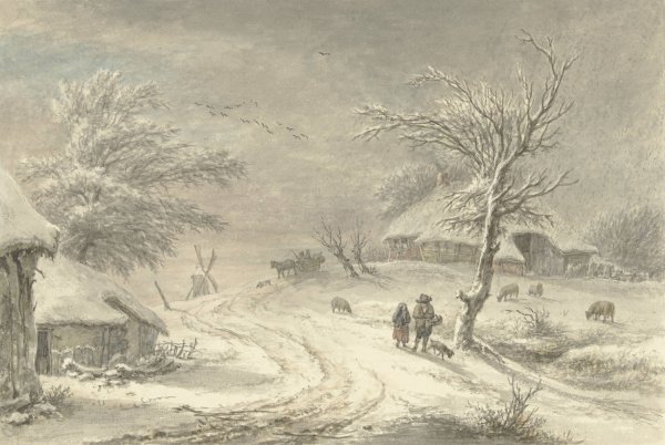 Main Product Photo of Wintergezicht te Exloo, Drenthe  Painting by Egbert Van Drielst