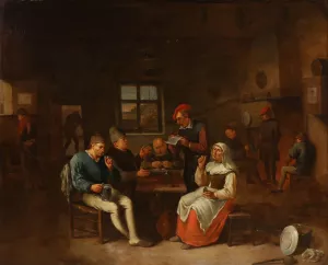 Kroscene med festende bonder by Egbert Van Heemskerck I Oil Painting