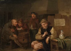 Rustic Tavern Interior by Egbert Jaspersz Van Heemskerck The Elder - Oil Painting Reproduction