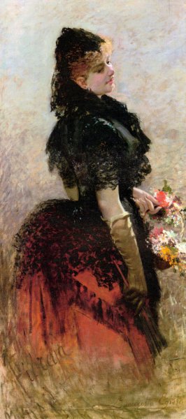 La Fioraia by Egisto Lancerotto Oil Painting