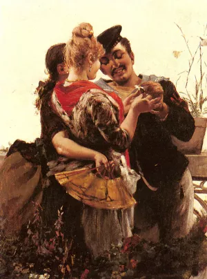 She Loves Me...She Loves Me Not... Oil painting by Egisto Lancerotto