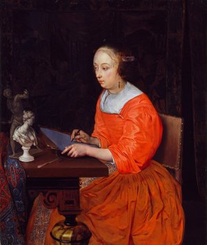 A Lady Drawing by Eglon Van Der Neer Oil Painting