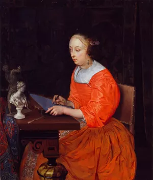 A Lady Drawing by Eglon Van Der Neer Oil Painting