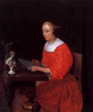 A Lady Drawing by Eglon Van Der Neer - Oil Painting Reproduction