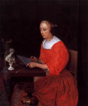 A Lady Drawing painting by Eglon Van Der Neer