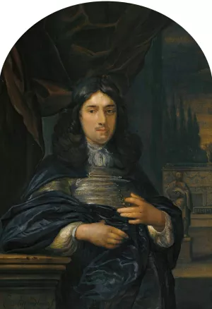 Portrait Of A Gentleman Leaning On A Balustrade by Eglon Van Der Neer Oil Painting