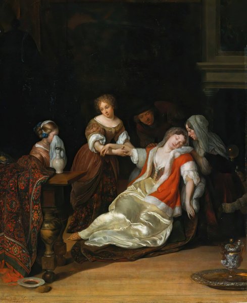 Main Product Photo of The Fainting Fit  Painting by Eglon Van Der Neer
