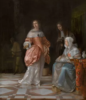 The Visit to the Nursery by Eglon Van Der Neer Oil Painting