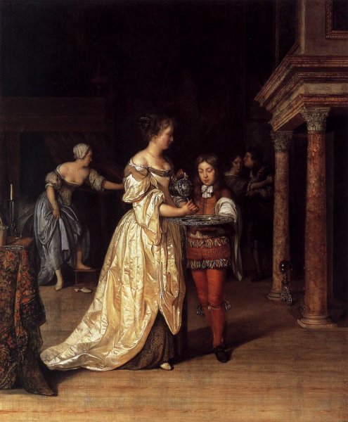 Main Product Photo of Woman Washing Her Hands Painting by Eglon Van Der Neer