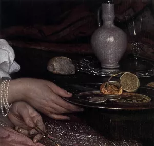 Young Lady at Breakfast Detail painting by Eglon Van Der Neer