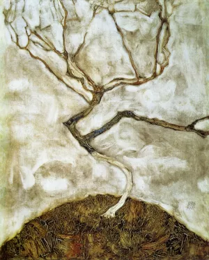 A Tree in Late Autumn Oil painting by Egon Schiele