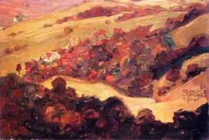 Autumn Landscape by Egon Schiele - Oil Painting Reproduction