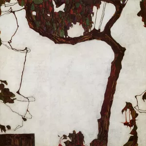 Autumn Tree with Fuchsias by Egon Schiele Oil Painting