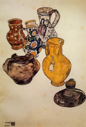 Ceramics Oil painting by Egon Schiele