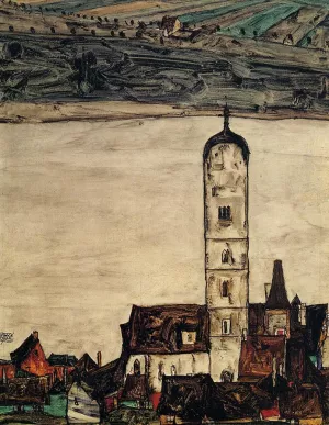 Church in Stein on the Danube painting by Egon Schiele