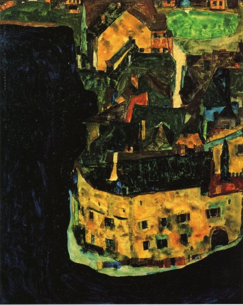 Main Product Photo of City on the Blue River Painting by Egon Schiele