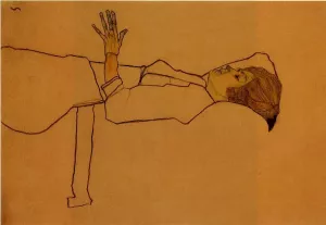 Clothed Woman, Reclining painting by Egon Schiele