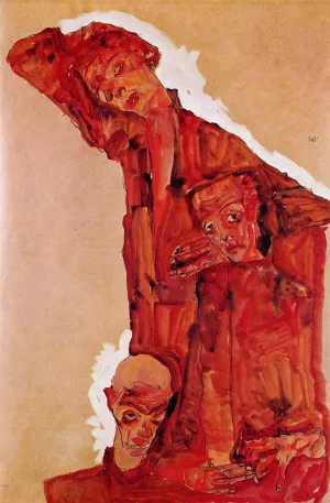 Composition with Three Male Figures also known as Self Portrait painting by Egon Schiele