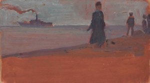 Dampfer vom Strand aus gesehen by Egon Schiele Oil Painting