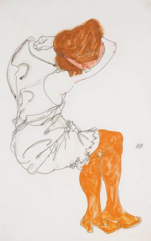 Das Schlafende Madchen by Egon Schiele Oil Painting