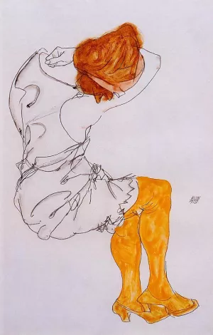 Das Schlafende Madchen by Egon Schiele Oil Painting