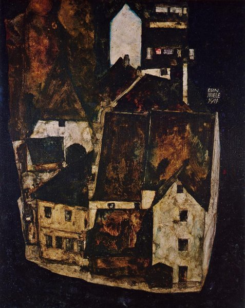 Main Product Photo of Dead City III also known as City on the Blue River III Painting by Egon Schiele