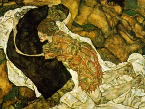 Death and Girl Self-Portrait with Walli Oil painting by Egon Schiele