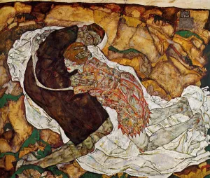 Death and the Maiden Oil painting by Egon Schiele