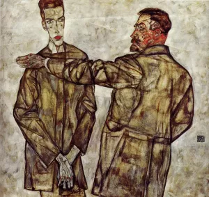 Double Portrait also known as Chief Inspector Heinrich Benesch and His Son Otto by Egon Schiele Oil Painting