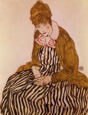 Edith Schiele, Seated by Egon Schiele Oil Painting