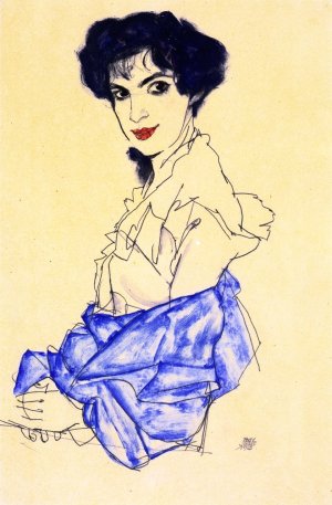 Elizabeth Lederer, Seated with Hands Folded by Egon Schiele Oil Painting