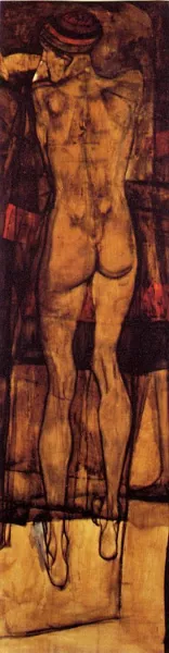 Female Nude - Back View by Egon Schiele - Oil Painting Reproduction