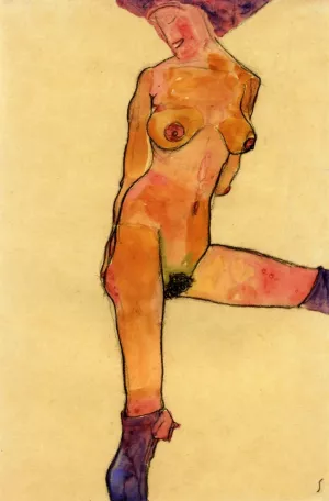 Female Nude by Egon Schiele - Oil Painting Reproduction