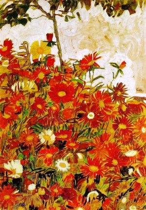 Field of Flowers by Egon Schiele Oil Painting