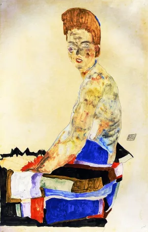 Halbakt by Egon Schiele - Oil Painting Reproduction