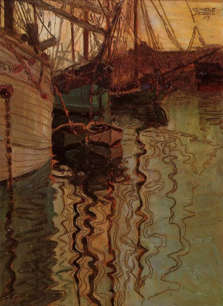 Main Product Photo of Harbor of Trieste Painting by Egon Schiele