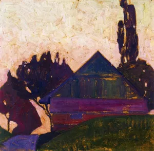 House Between Trees I by Egon Schiele - Oil Painting Reproduction