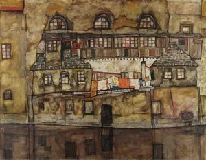 House Wall on the River by Egon Schiele Oil Painting